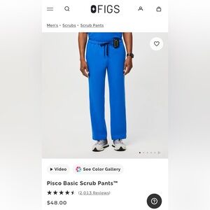 Figs Royal Blue Pisco Basic Scrub Pants